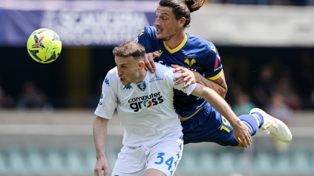 Cm Verona 28/05/2023 - campionato di calcio serie A / Hellas Verona-Empoli / foto Cristiano Mazzi/Image Sport
nella foto: Milan Djuric-Ardian Ismajli