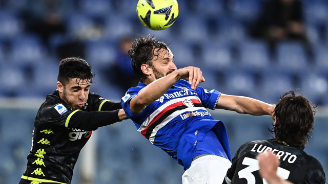Mg Genova 15/05/2023 - campionato di calcio serie A / Sampdoria-Empoli / foto Matteo Gribaudi/Image Sport
nella foto: Manolo Gabbiadini-Fabiano Parisi