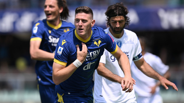 Cm Verona 28/05/2023 - campionato di calcio serie A / Hellas Verona-Empoli / foto Cristiano Mazzi/Image Sport
nella foto: esultanza gol Adolfo Gaich